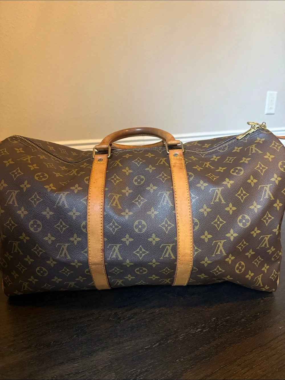 Louis Vuitton Brown Monogram Keepall 50 Travel Duffel Bag